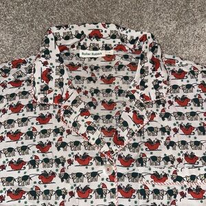 Roller Rabbit nightgown button up sleep shirt Christmas elephants. M but fits S